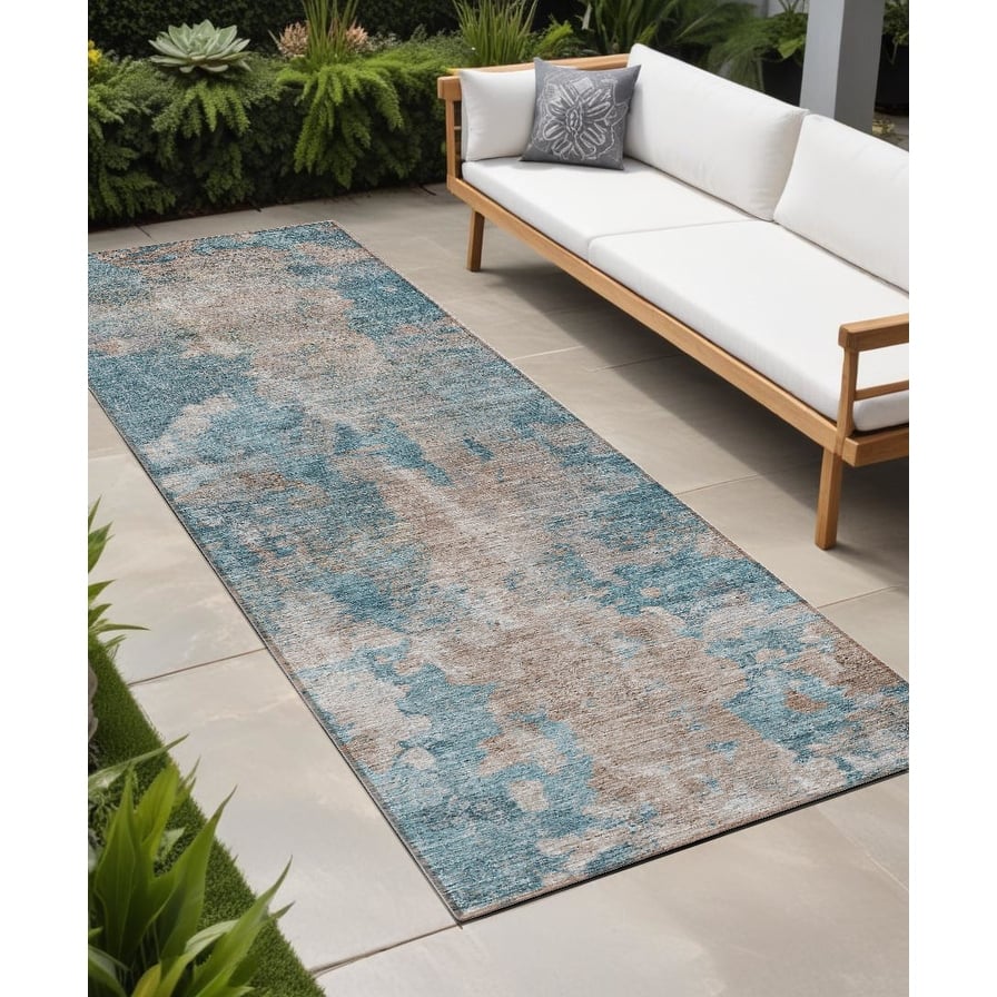 Alfina Unique Abstract Weather Resistant Classic Meets Modern Outdoor Rug