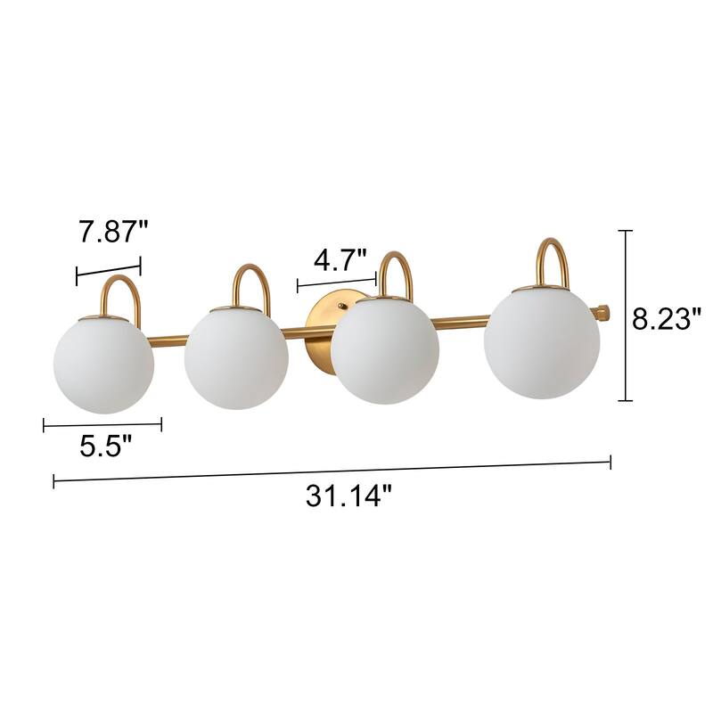 3/4-Light Dimmable Modern Bathroom Light Fixture with Frosted Glass