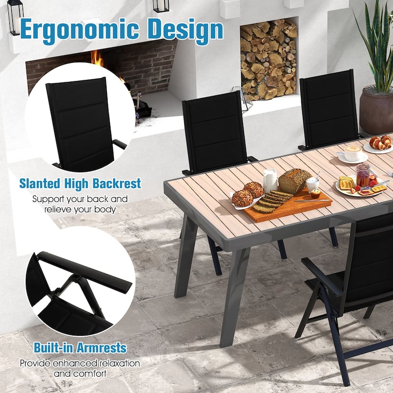 Gymax Set of 2 Patio Folding Chairs Lightweight Outdoor Dining Chairs
