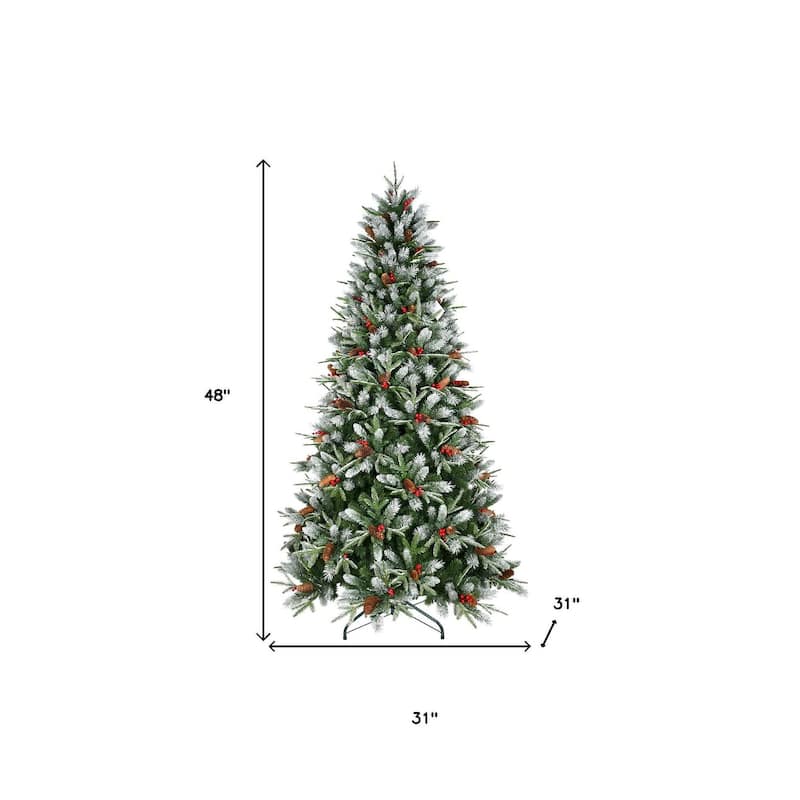 HomeRoots 4' Full Fir Christmas Tree With Decorations - Green - 31.00 in. x 48.00 in. x 31.00 in.