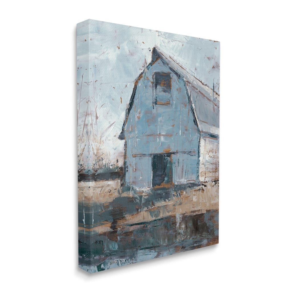 Stupell Abstract Distressed White Barn Farm Architecture Canvas Wall Art