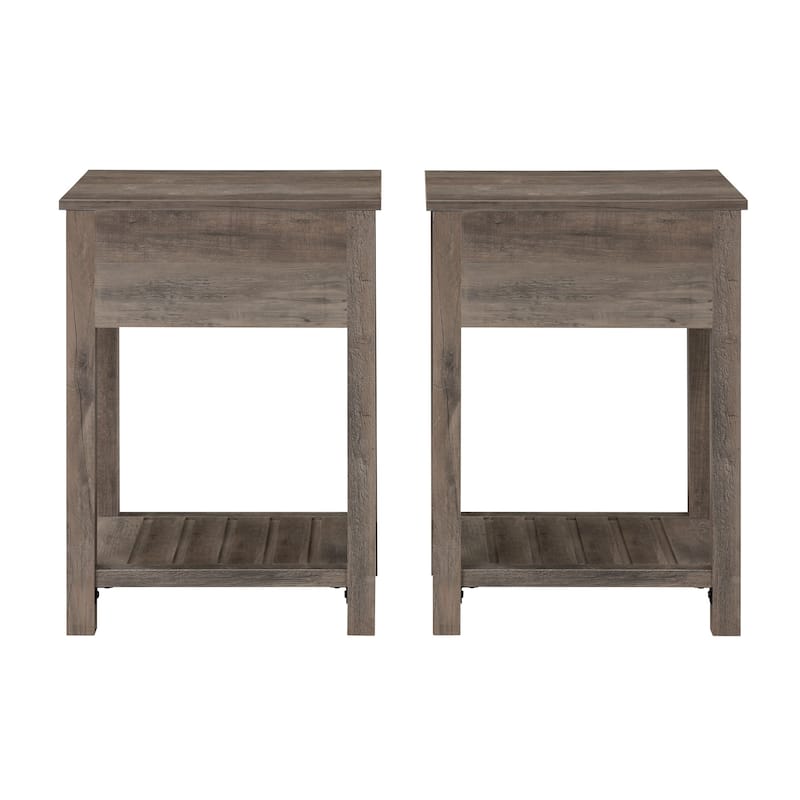 Walker Edison 18-inch 1-drawer Farmhouse Side Table (Set of 2)