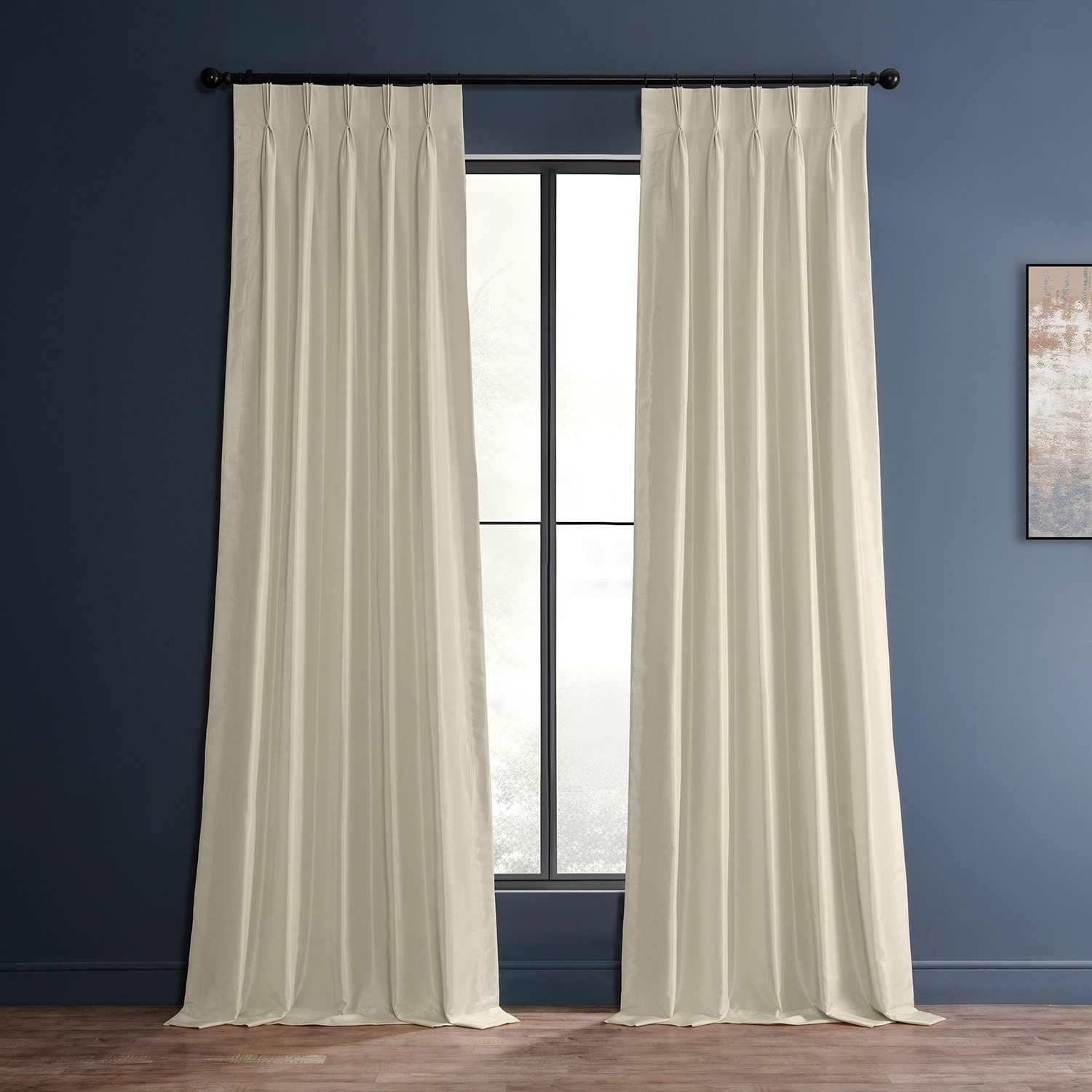 Custom Pleated Lined Drapes in White Cotton Duck