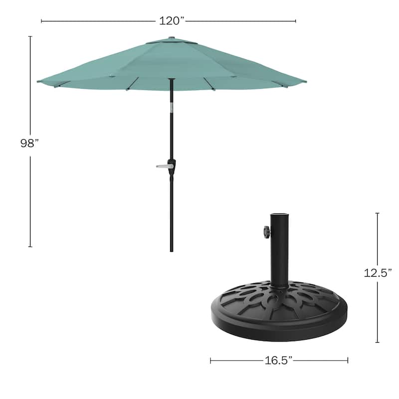 Pure Garden 10-Foot Outdoor Patio Umbrella with Auto-Tilt and Base