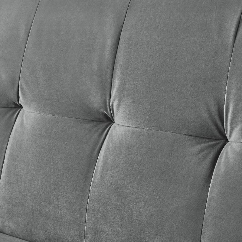 Velvet Futon Sofa Bed with Folded Armrests