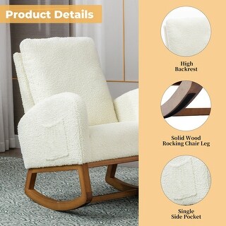 White Teddy Rocking Accent Chair with Wood Legs - Bed Bath & Beyond ...