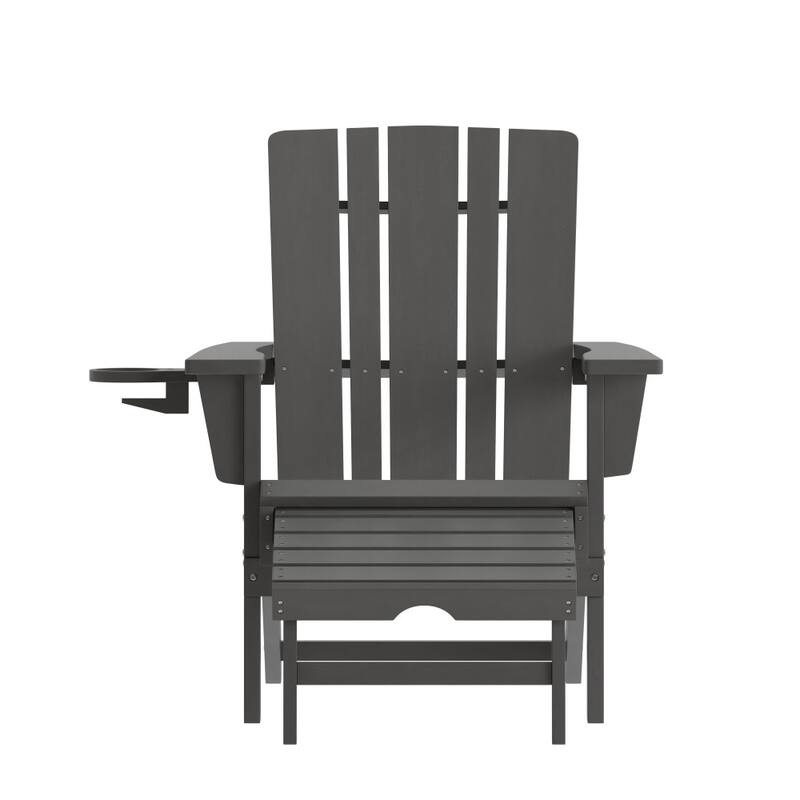 All-Weather Adirondack Chair with Pullout Ottoman & Cupholder