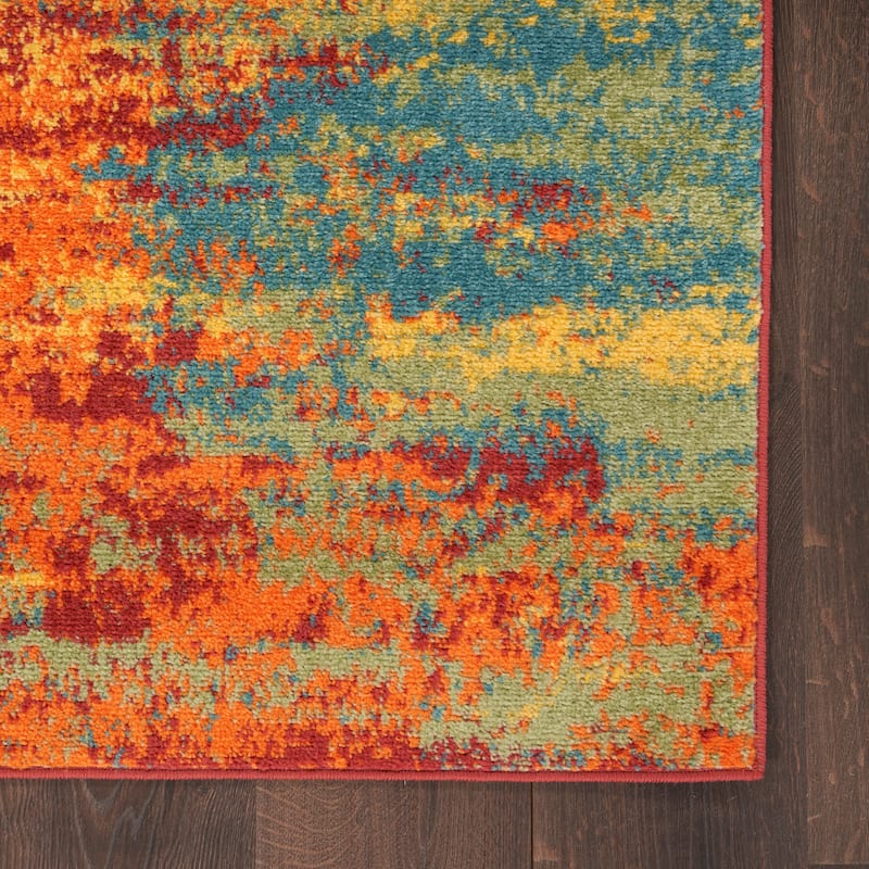 Nourison Sandy Indoor/Outdoor Abstract Area Rug - 8'x10' - Orange/Flame/Red