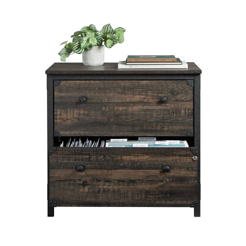 Wood Lateral File with Rustic Style, Brown
