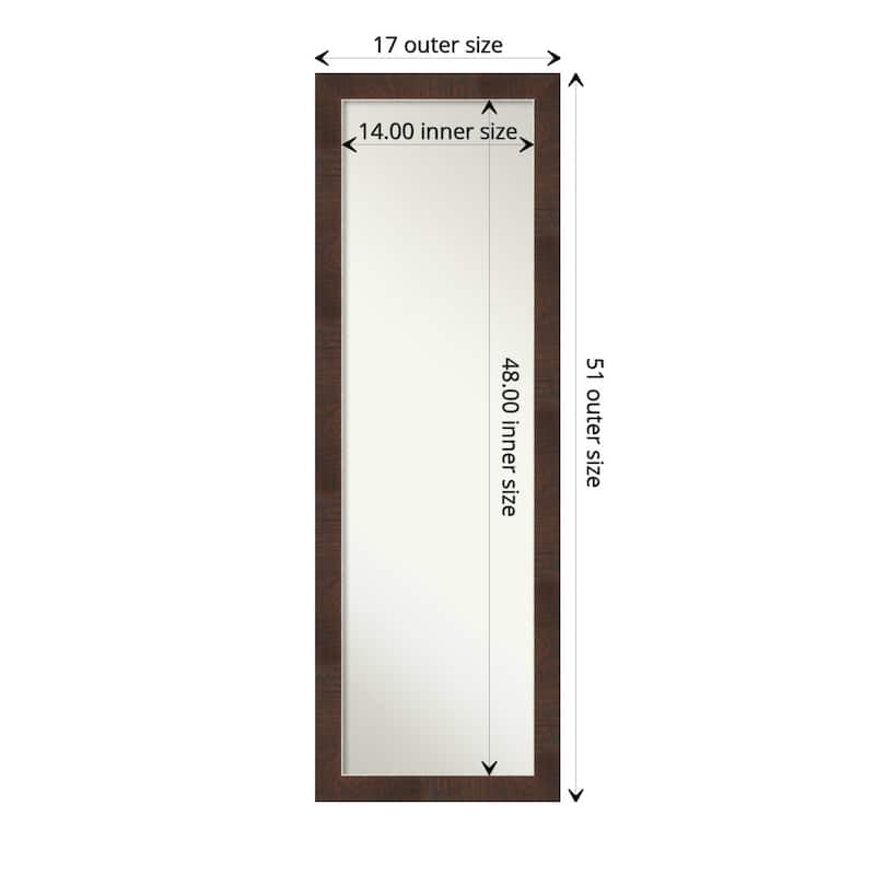 Non-Beveled Full Length On The Door Mirror - Wildwood Frame - Outer Size: 17 x 51 in - Wildwood Brown Narrow