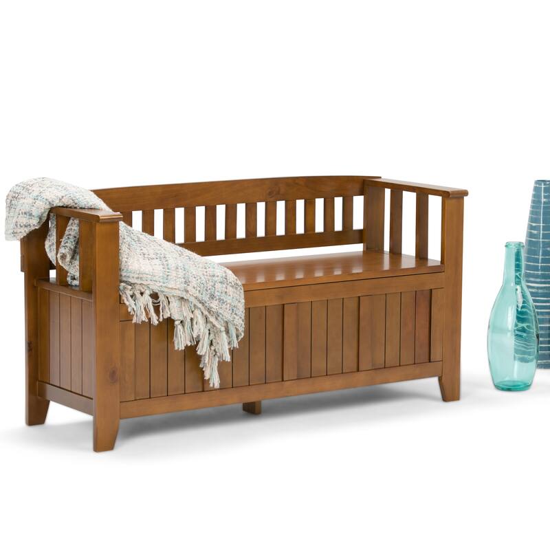 WYNDENHALL Normandy Solid Wood 48-inch Entryway Storage Bench - light avalon brown