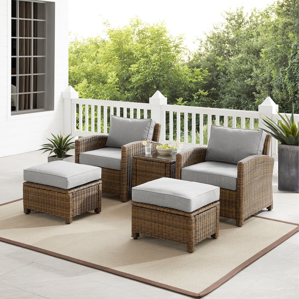 Crosley Bradenton 5Pc Outdoor Wicker Chair Set - 93 "W x 61 "D x	32.5 "H