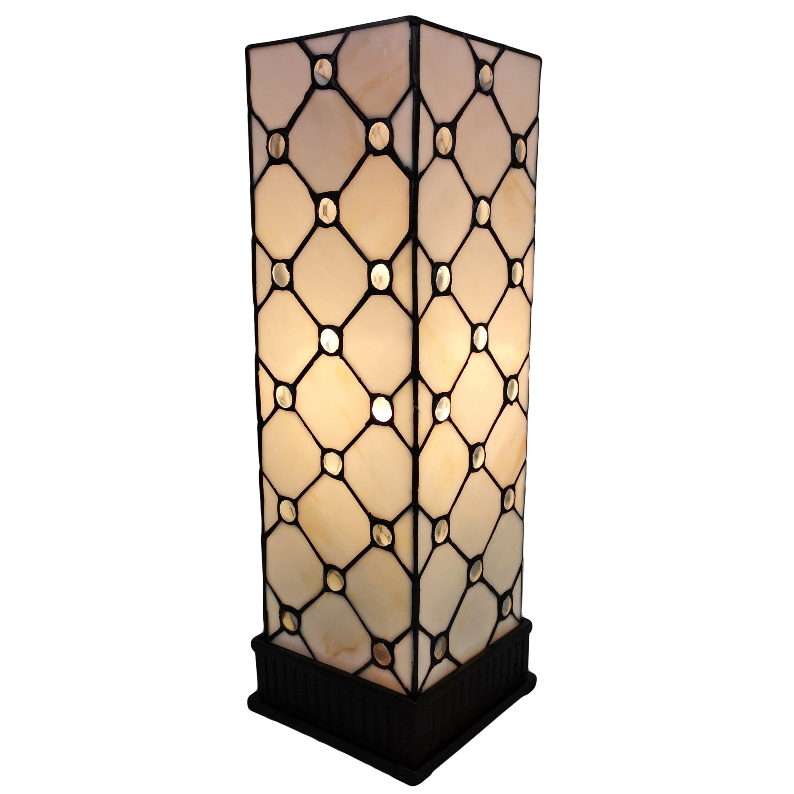 Shop Tiffany Style Table Lamp White Stains Jeweled Stained Glass Bedside 18 Tall 5 Wide Handmade Gift Am105tl06b Amora Lighting Overstock 10450746