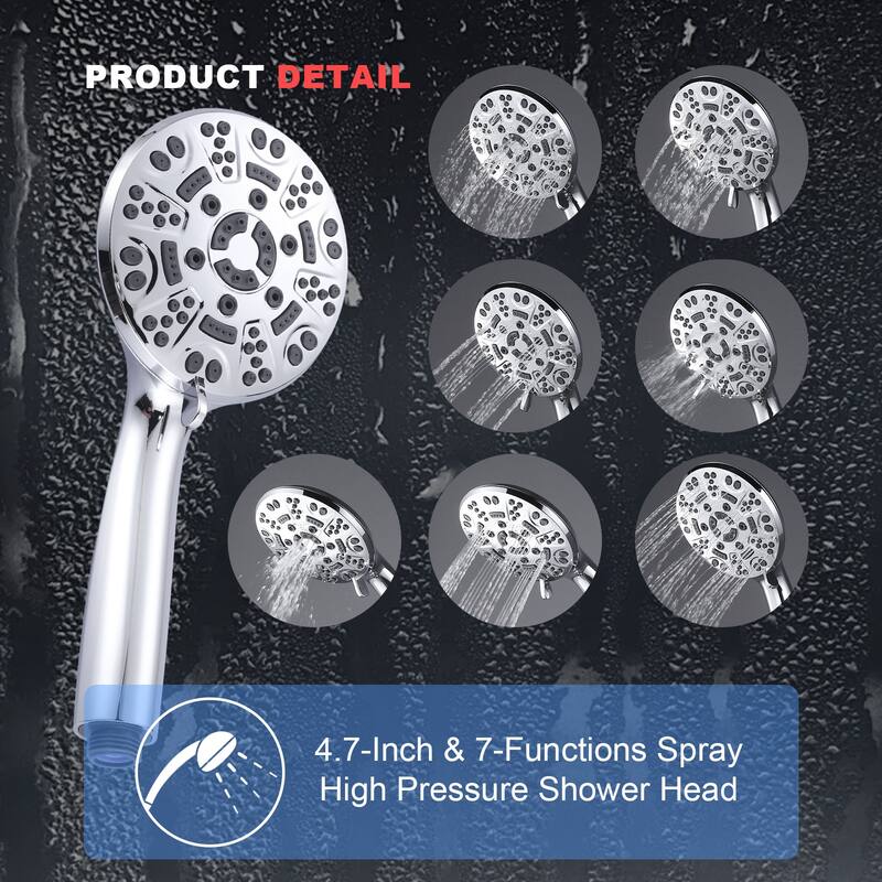 WOWOW Single Handle 7-Spray Dual Shower Head Faucet with Tub Spout
