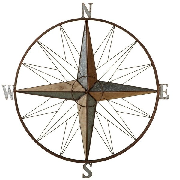 Shop Pack of 2 Round Rustic Star Compass Wall Decor 33.5 ...