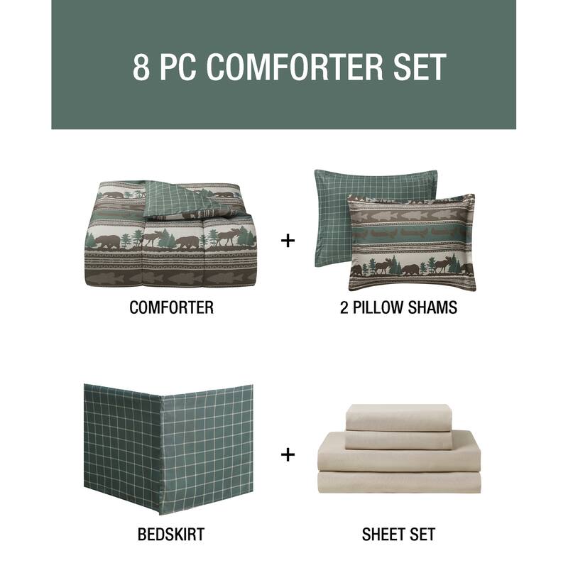 CEDAR COURT Mountainside Tan Ultra Soft Microfiber Reversible Comforter Set