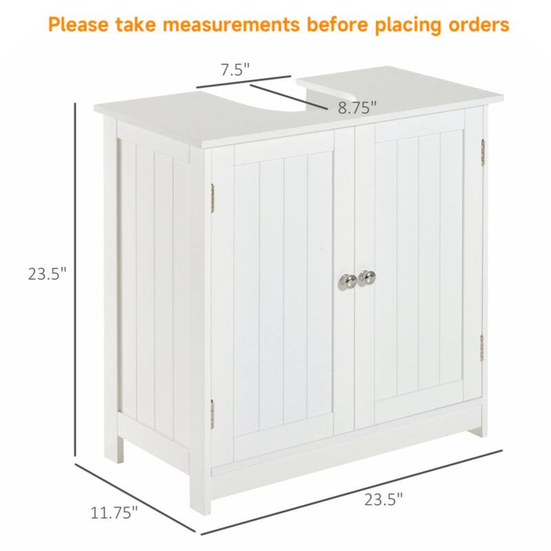 24" Pedestal Sink Bathroom Vanity Cabinet - White