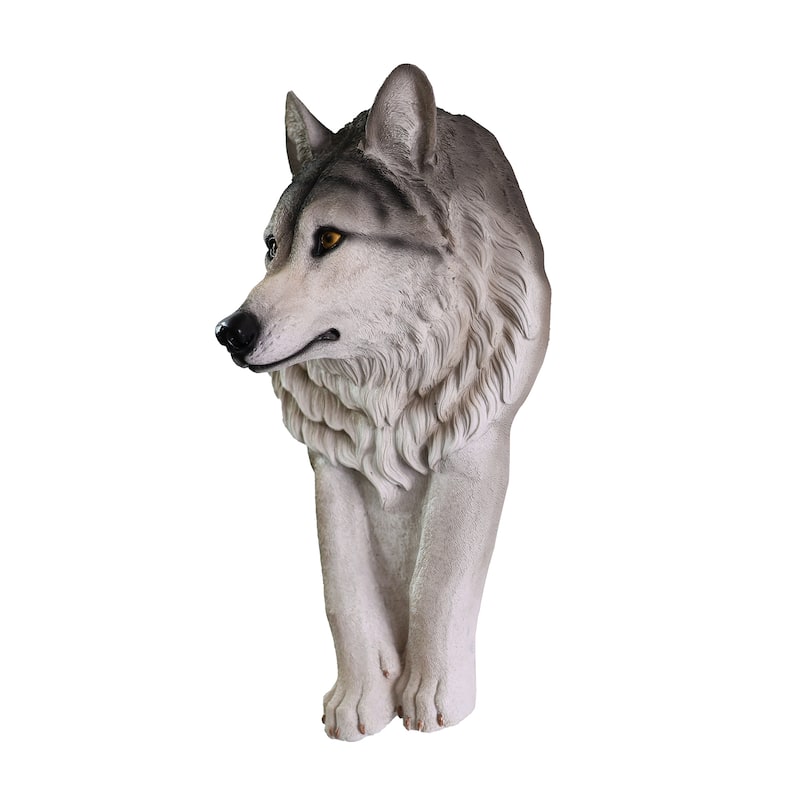 Wolf Head Sculpture Wall Decoration - 17.75" - Gray and White