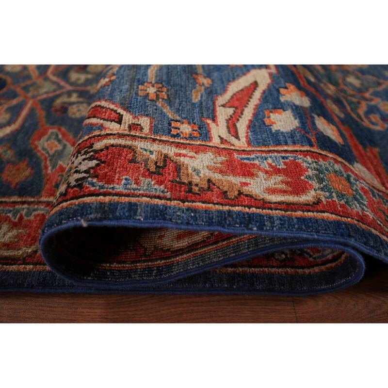 Blue Vegetable Dye Ziegler Oriental Runner Rug Handmade Wool Carpet - 2'8" x 12'11"
