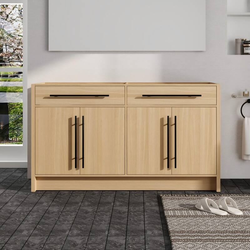 Malwee 48"/60" Bathroom Vanity Without Sink, FreeStanding Vanity Cabinet with 4 Soft Close Doors and 2 Adjustable Shelves
