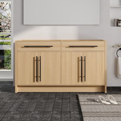 Malwee 48"/60" Bathroom Vanity Without Sink, FreeStanding Vanity Cabinet with 4 Soft Close Doors and 2 Adjustable Shelves