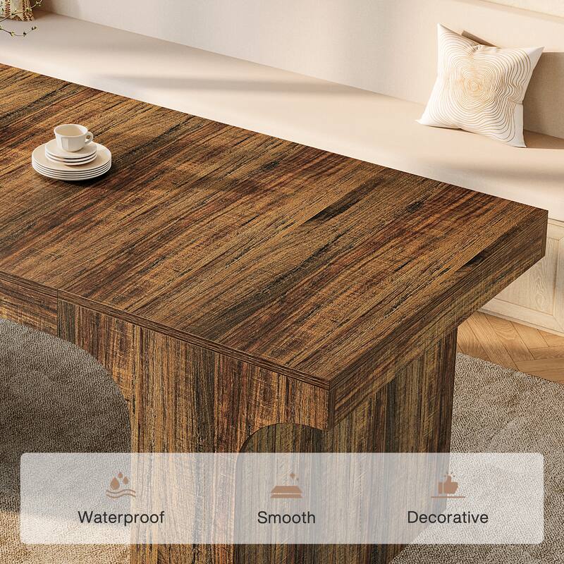 Wooden Rectangular Dining Table for 6-8 People with Sled Base