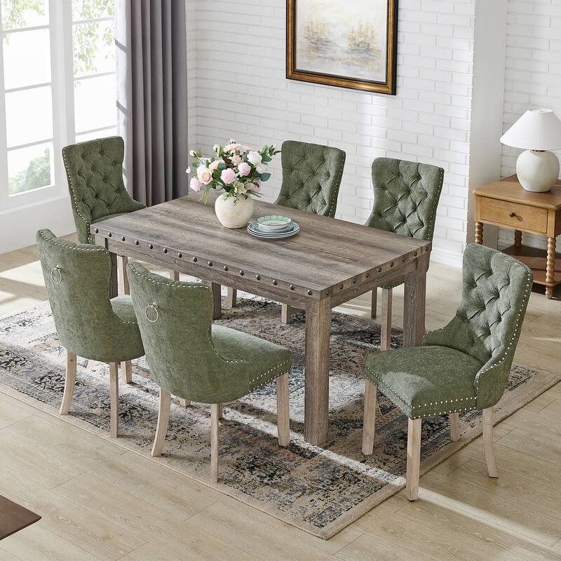 Morden Fort Tufted Dining Chair, Accent Chairs with Studded Trim and Pull Ring