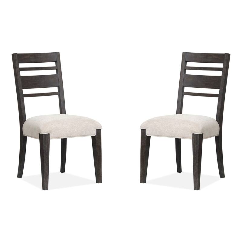 Magnussen Home Plum Creek Ravenwood Black Upholstered Side Chair Two Pack - 20.63''W x 22.75''D x 38''H - 20.63''W x 22.75''D x 38''H - Set of 2 - Ravenwood Black - Dining Height