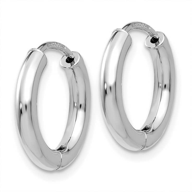 Curata 14k White Gold Hinged Polished 2.5x15mm Hoop Earrings