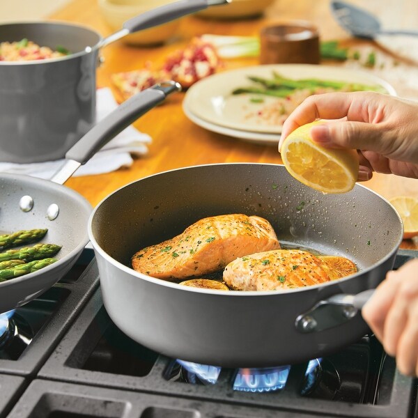 (None, Sea Salt Gray) - Rachael Ray Tools & Gadgets 2-Piece Lazy Tools Rachael Ray Brights 14 Piece Non-Stick Cookware Set, Sea Salt Grey