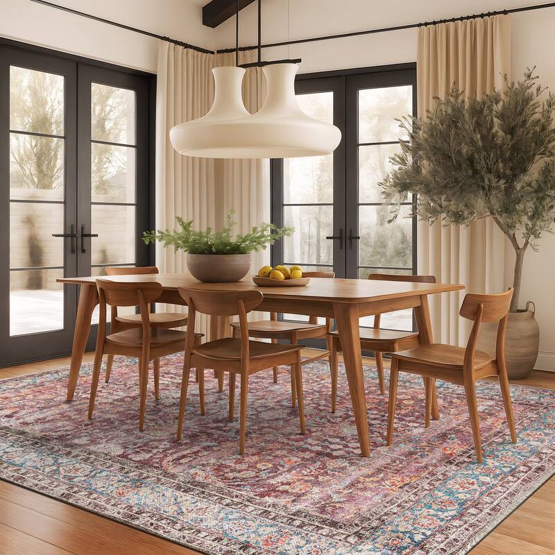 World Rug Gallery Vintage Distressed Bordered Washable Area Rug