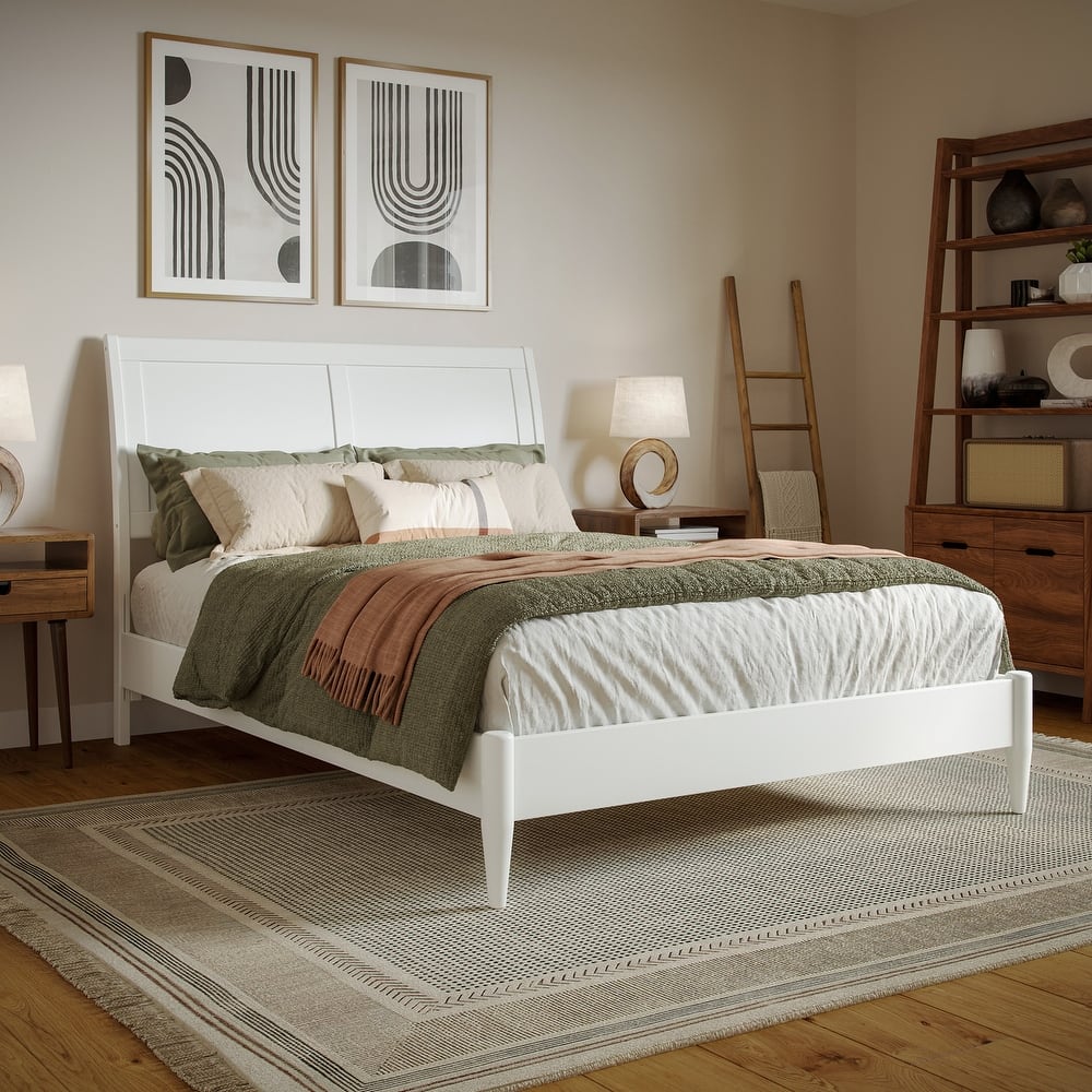 Valencia Solid Wood Low Profile Sleigh Platform Bed