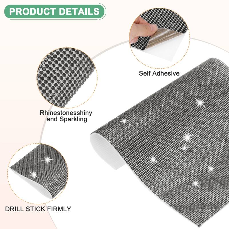 1 Roll Crystal Rhinestone Ribbon, for DIY - Grey - 9.45 Inch x 7.87 Inch