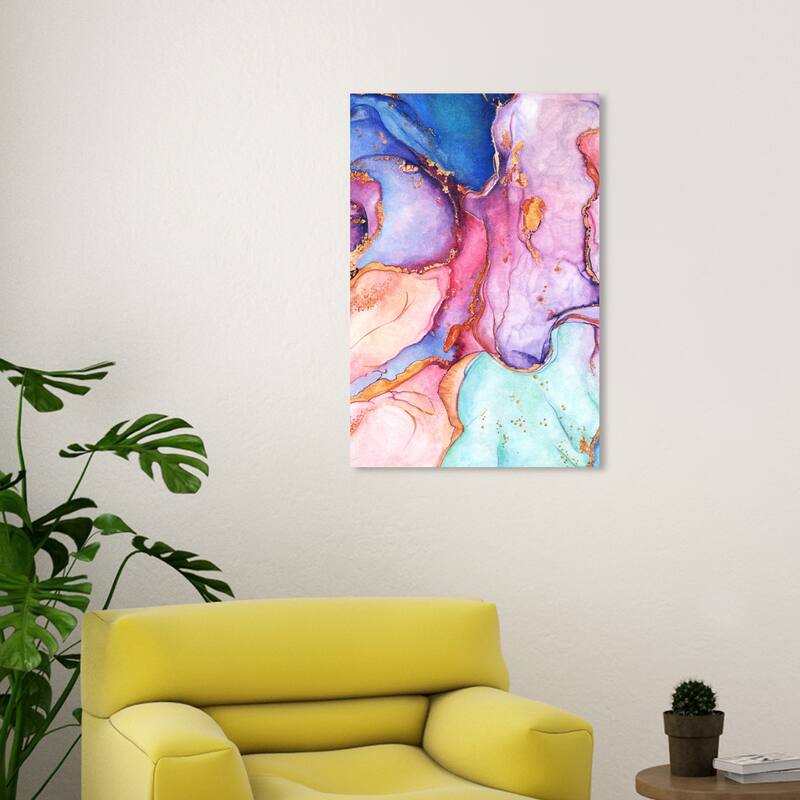 Wynwood Studio Abstract A fresh start Purple and Dark Yellow Modern & Contemporary Wall Art Canvas Print - 30 x 20
