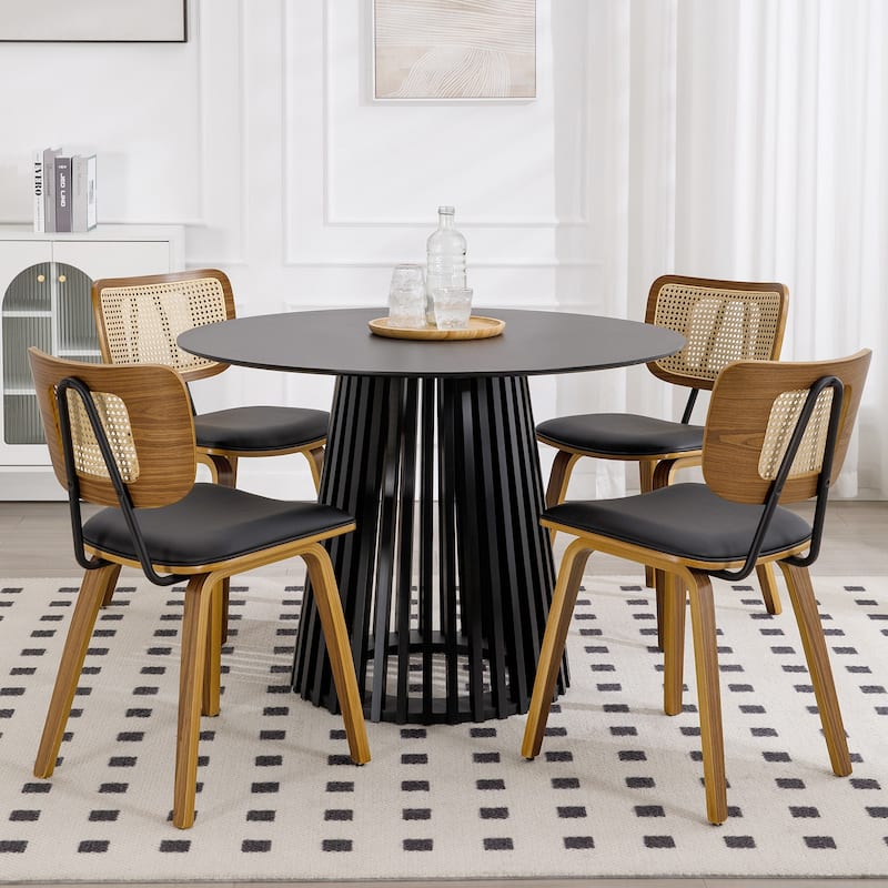 Faux Leather Upholstered Dining Chairs Set of 2/4 with Wood Legs - 32.3"H x 18.5"W x 21.8"D