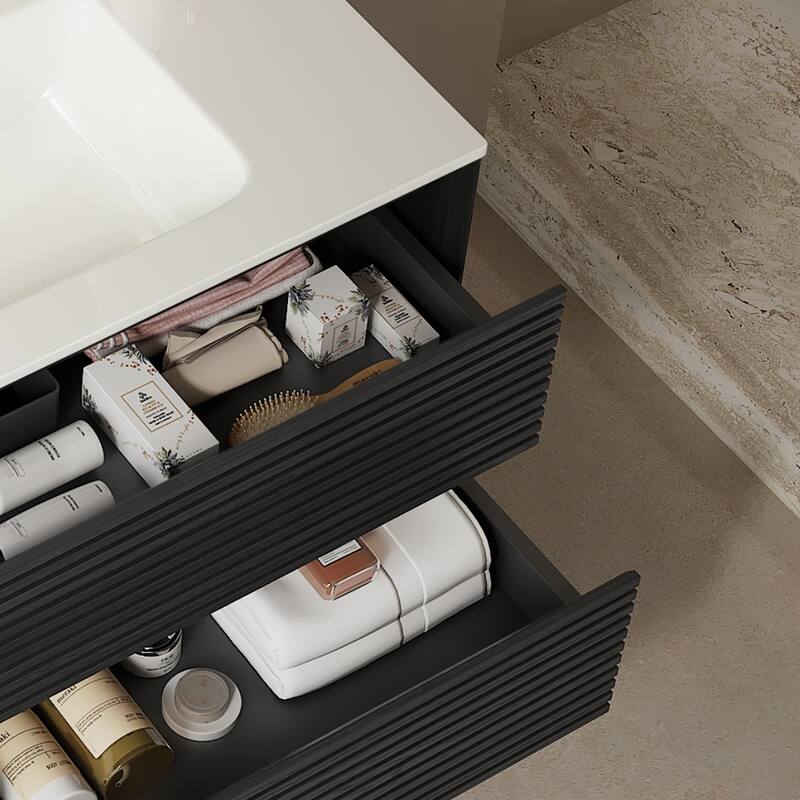 Wall-Mounted Bathroom Vanity Set with Integrated Ceramic Sink