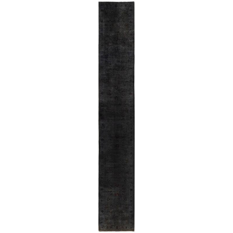 Overdyed One-of-a-Kind Hand-Knotted Area Rug - Brown - 3' 2" x 20' 8"