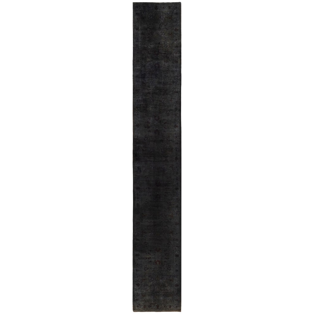 Overdyed One-of-a-Kind Hand-Knotted Area Rug - Brown - 3' 2" x 20' 8"