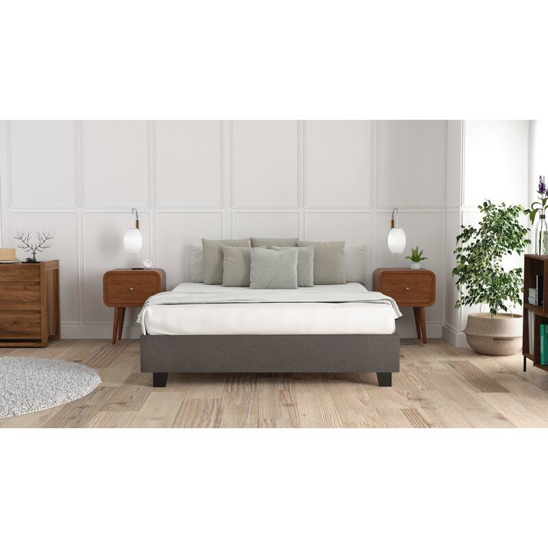 Queen Bed Frame 14 Inch Allure Grey Upholstered Platform Bed Modern Minimalist Design