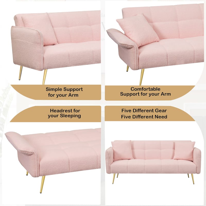 Teddy Velvet Convertible Sofa - Adjustable for Comfort