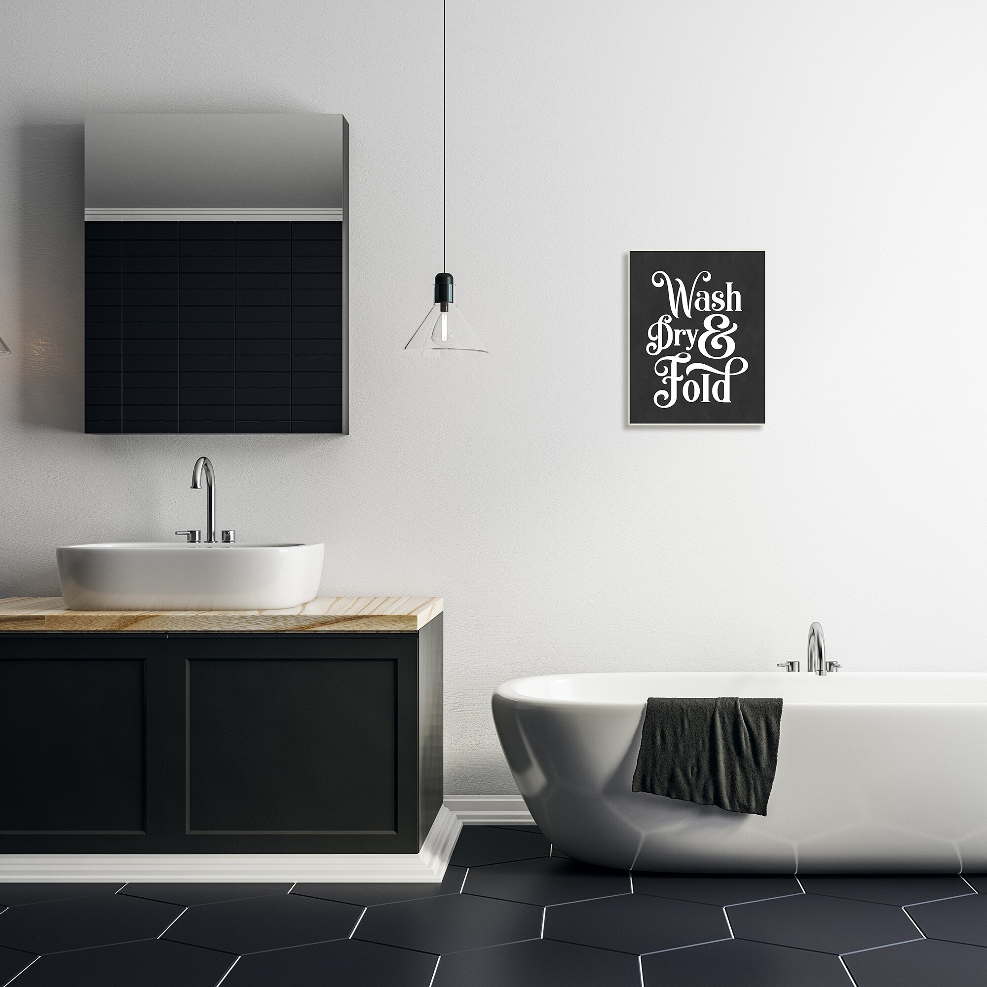 Stupell Wash Dry and Fold Vintage Typography Minimal Laundry-image