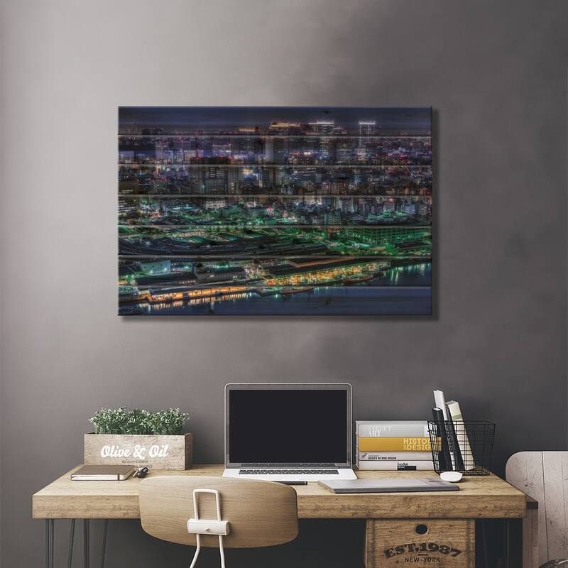 Tokyo Print On Wood by Tomoshi Hara - Multi-Color