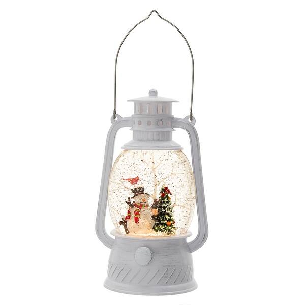 slide 2 of 12, Christmas Plastic White Lantern With Snowman
