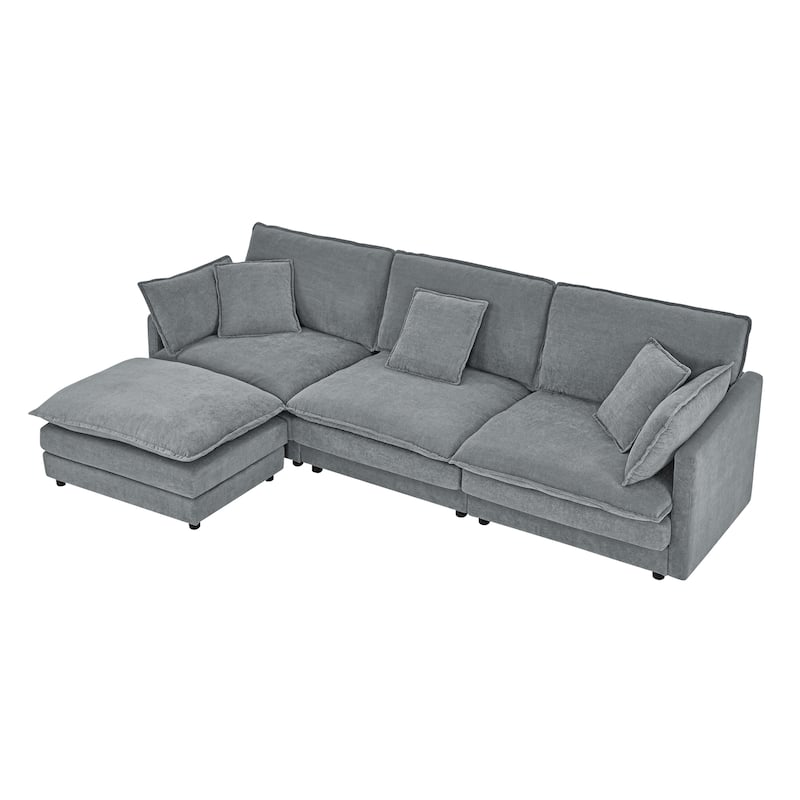 Oversize 4 Seater L Shaped Sectional Sofa Couch with Ottoman