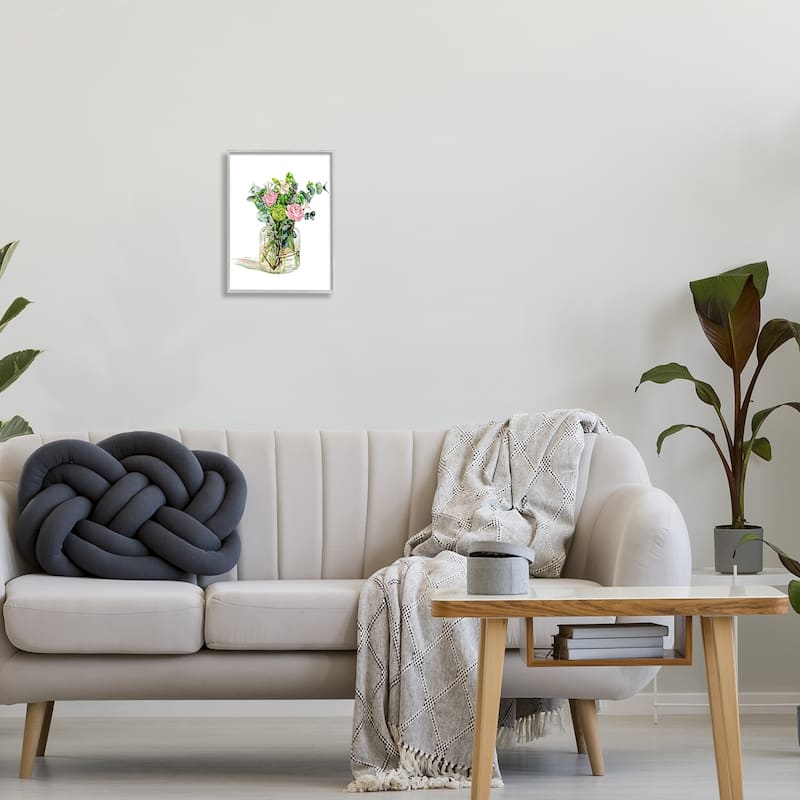 Stupell Morning Dew Floral Bouquet Ranunculus Flower Green Foliage Framed Wall Art
