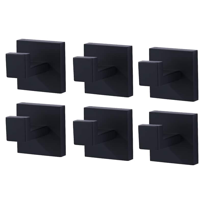 WOWOW J-Hook Wall Mount Robe/Towel Hook 6PCS - Matte Black
