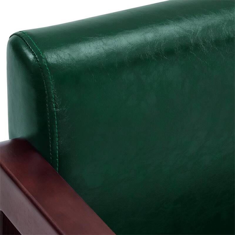 BarberPub Upholstered Waiting Room Chairs, Bench with Backrest, Faux Leather Armed Bench - 23"D x 61.2"W x 29.9"H