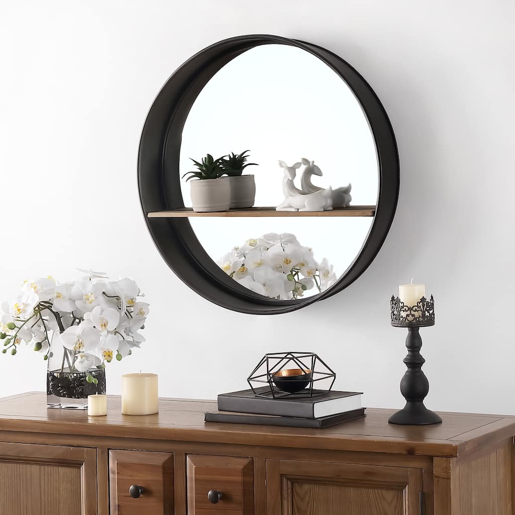 SAFAVIEH Kallie 27-inch Round Wall Accent Mirror with Shelf - 24" x 4" x 24" - 24Wx4Dx24H