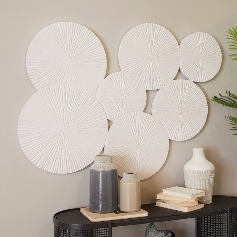 Delicate Wood Carved Pinwheel Plate Wall Decor - White or Black - White
