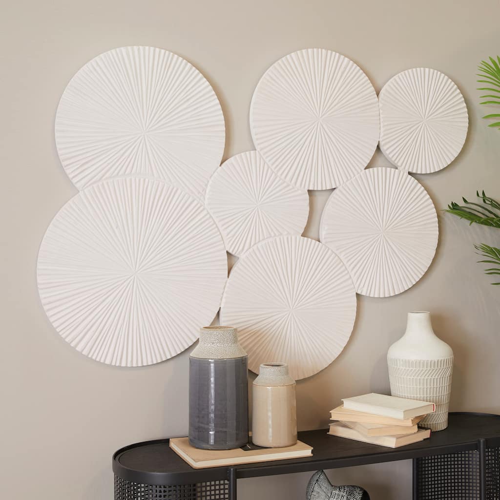 Delicate Wood Carved Pinwheel Plate Wall Decor - White or Black